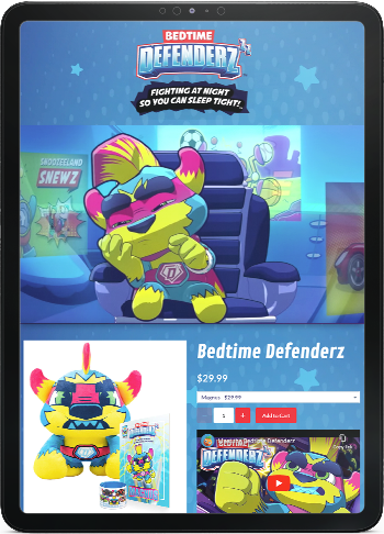 Bedtime Defenderz Landing Page responsive tablet version of the website