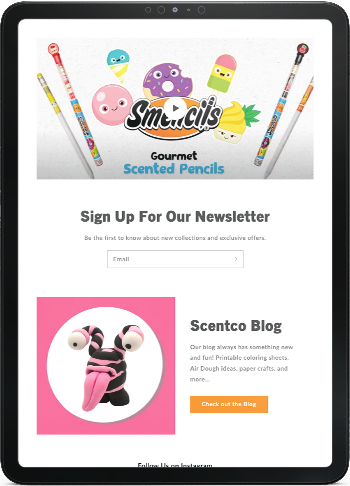 Scentco Inc responsive tablet version of the website