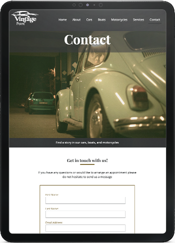 Vintage Point responsive tablet version of the website